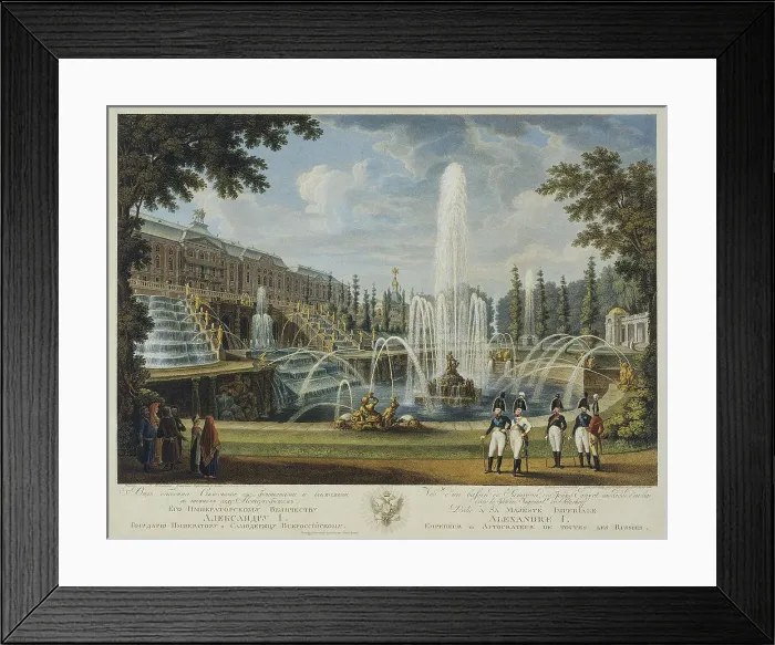 Framed Print : View of the Great Cascade, Samson Fountain and Great Palace at Peterhof, Early 19th cen Artist: Chessky (Cheskoy), Ivan Vasilievich (1782-1848) Framed Print : View of the Great Cascade, Samson Fountain and Great Palace at Peterhof, Early 19th cen Artist: Chessky (Cheskoy), Ivan Vasilievich (1782-1848)