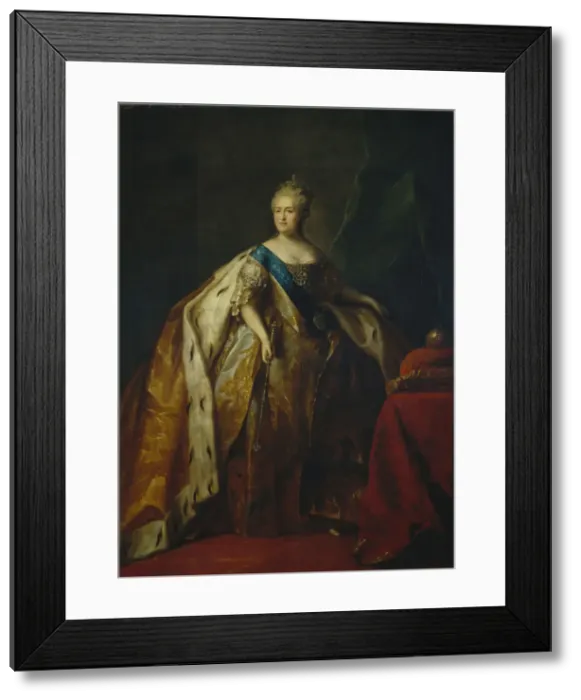 Framed Print : Portrait of Empress Catherine II (1729-1796), 1796. Artist: Drozhdin, Petro Semyonovich (1745-1805) Framed Print : Portrait of Empress Catherine II (1729-1796), 1796. Artist: Drozhdin, Petro Semyonovich (1745-1805)