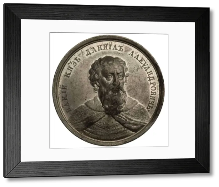 Framed Print : Grand Prince Daniil Aleksandrovich (from the Historical Medal Series), 18th century. Artist: Gass, Johann Balthasar (active 1768-1793) Framed Print : Grand Prince Daniil Aleksandrovich (from the Historical Medal Series), 18th century. Artist: Gass, Johann Balthasar (active 1768-1793)