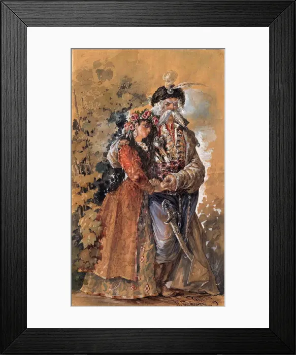 Framed Print : Mazepa with Maria, 1885. Artist: Grigoryev, Pavel Alexeyevich (1846-?) Framed Print : Mazepa with Maria, 1885. Artist: Grigoryev, Pavel Alexeyevich (1846-?)