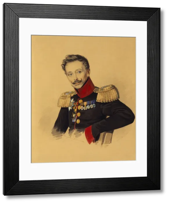 Framed Print : Portrait of Prince Fyodor Fyodorovich Gagarin (1786-1863), 1830s. Artist: Hampeln, Carl, von (1794-after 1880) Framed Print : Portrait of Prince Fyodor Fyodorovich Gagarin (1786-1863), 1830s. Artist: Hampeln, Carl, von (1794-after 1880)