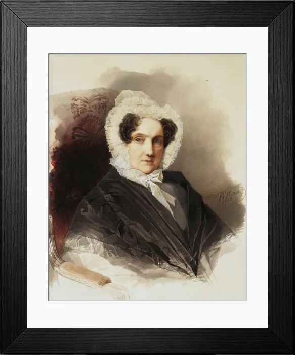 Framed Print : Portrait of Countess Anna Vladimirovna Bobrinskaya (1769-1846), 1837. Artist: Hau (Gau), Vladimir Ivanovich (1816-1895) Framed Print : Portrait of Countess Anna Vladimirovna Bobrinskaya (1769-1846), 1837. Artist: Hau (Gau), Vladimir Ivanovich (1816-1895)