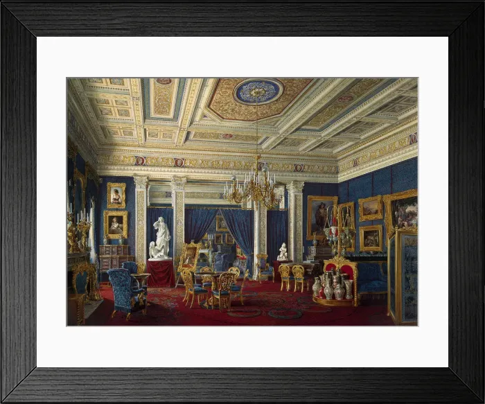 Framed Print : Blue Drawing-Room in the Mariinsky Palace in Saint Petersburg, Mid of the 19th cen Artist: Hau, Eduard (1807-1887) Framed Print : Blue Drawing-Room in the Mariinsky Palace in Saint Petersburg, Mid of the 19th cen Artist: Hau, Eduard (1807-1887)