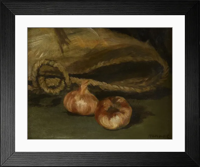 Framed Print : Still life with bag and garlic, 1861-1862