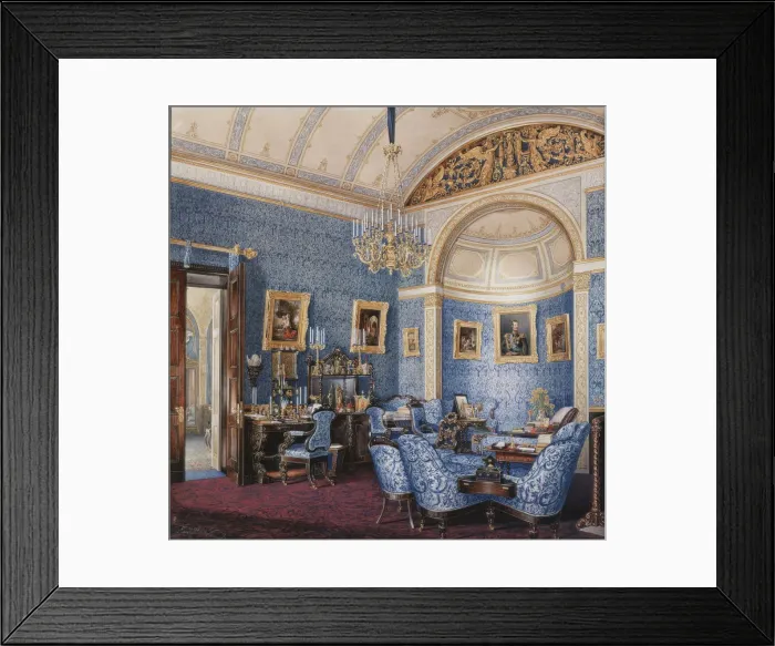 Framed Print : Interiors of the Winter Palace. The Boudoir of Empress Maria Alexandrovna, 1850s. Artist: Hau, Eduard (1807-1887) Framed Print : Interiors of the Winter Palace. The Boudoir of Empress Maria Alexandrovna, 1850s. Artist: Hau, Eduard (1807-1887)