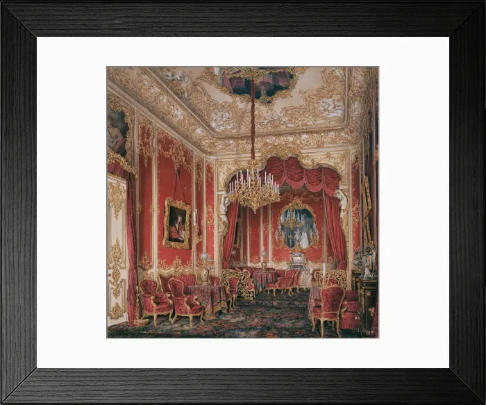 Framed Print : Interiors of the Winter Palace. The Boudoir of Empress Maria Alexandrovna, 1861. Artist: Hau, Eduard (1807-1887) Framed Print : Interiors of the Winter Palace. The Boudoir of Empress Maria Alexandrovna, 1861. Artist: Hau, Eduard (1807-1887)