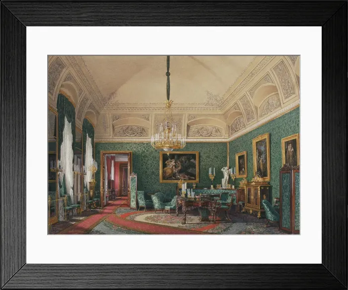 Framed Print : Interiors of the Winter Palace. The First Reserved Apartment. The Small Study of Grand Princess Maria Nikolayevna, 1867. Artist: Hau, Eduard (1807-1887) Framed Print : Interiors of the Winter Palace. The First Reserved Apartment. The Small Study of Grand Princess Maria Nikolayevna, 1867. Artist: Hau, Eduard (1807-1887)