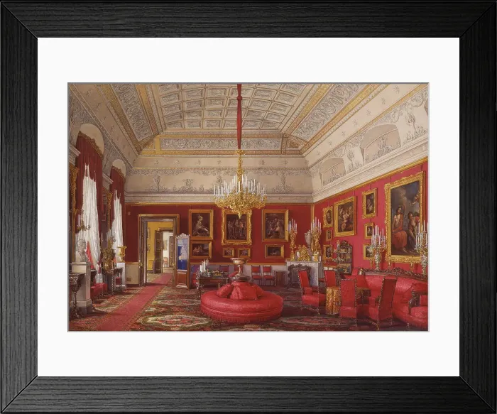 Framed Print : Interiors of the Winter Palace. The First Reserved Apartment. The Large Study of Grand Princess Maria Nikolayevna, 1867. Artist: Hau, Eduard (1807-1887) Framed Print : Interiors of the Winter Palace. The First Reserved Apartment. The Large Study of Grand Princess Maria Nikolayevna, 1867. Artist: Hau, Eduard (1807-1887)