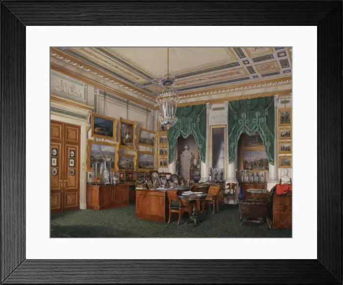 Framed Print : Interiors of the Winter Palace. The Study of Emperor Alexander II, 1857. Artist: Hau, Eduard (1807-1887) Framed Print : Interiors of the Winter Palace. The Study of Emperor Alexander II, 1857. Artist: Hau, Eduard (1807-1887)