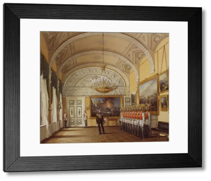 Framed Print : Interiors of the Winter Palace. The Guardroom, 1864. Artist: Hau, Eduard (1807-1887) Framed Print : Interiors of the Winter Palace. The Guardroom, 1864. Artist: Hau, Eduard (1807-1887)