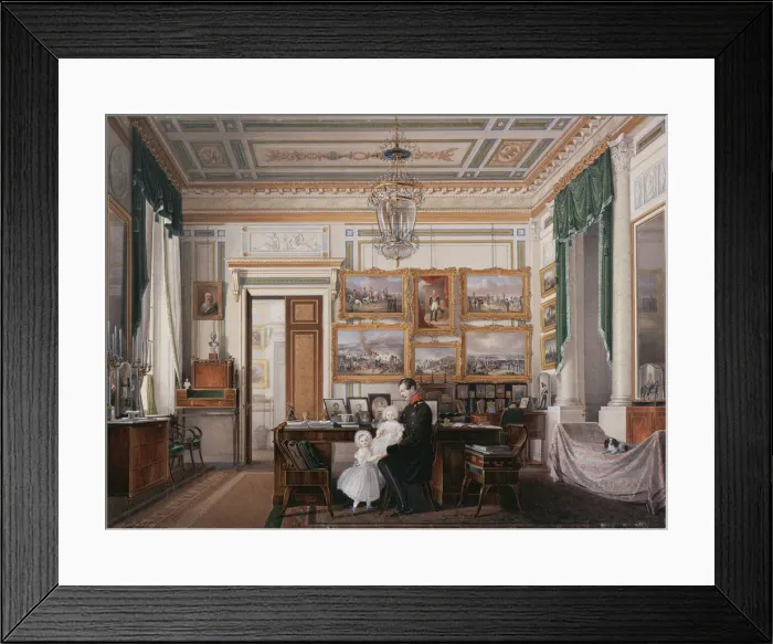 Framed Print : Interiors of the Winter Palace. The Study of Emperor Alexander II, 1850s. Artist: Hau, Eduard (1807-1887) Framed Print : Interiors of the Winter Palace. The Study of Emperor Alexander II, 1850s. Artist: Hau, Eduard (1807-1887)