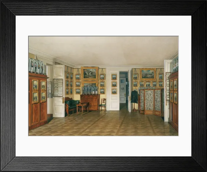 Framed Print : Interiors of the Winter Palace. The Valet Room of Emperor Alexander II, 1874. Artist: Hau, Eduard (1807-1887) Framed Print : Interiors of the Winter Palace. The Valet Room of Emperor Alexander II, 1874. Artist: Hau, Eduard (1807-1887)