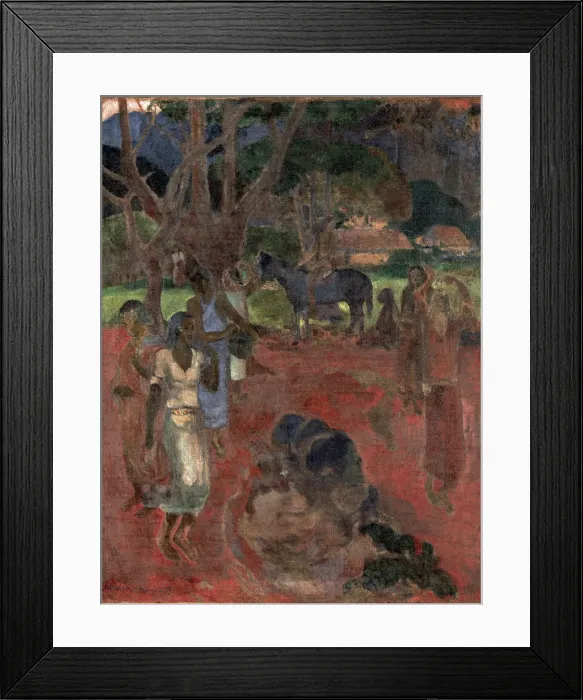 Framed Print : Tahitian Landscape with Nine Figures Framed Print : Tahitian Landscape with Nine Figures