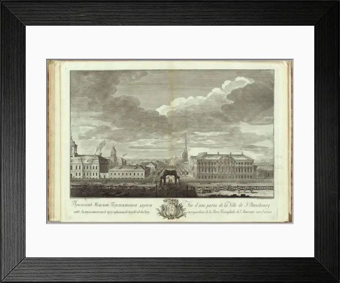 Framed Print : Nevsky Prospekt with the Stroganov Palace (Book to the 50th anniversary of the founding of St. Petersburg), 1753. Artist: Kachalov, Grigory Anikeevich (1711-1759) Framed Print : Nevsky Prospekt with the Stroganov Palace (Book to the 50th anniversary of the founding of St. Petersburg), 1753. Artist: Kachalov, Grigory Anikeevich (1711-1759)