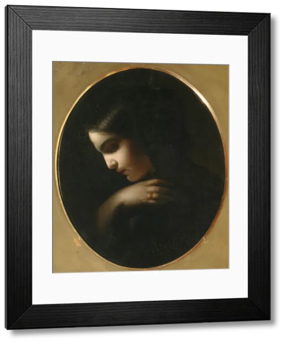 Framed Print : Young Widow, 1850. Artist: Kapkov, Yakov Fyodorovich (1816-1854) Framed Print : Young Widow, 1850. Artist: Kapkov, Yakov Fyodorovich (1816-1854)