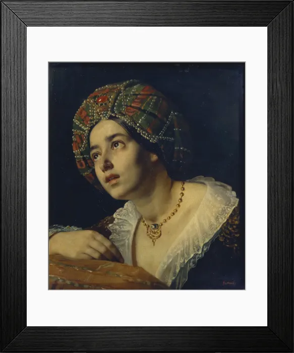 Framed Print : A Turkish woman. Artist: Kapkov, Yakov Fyodorovich (1816-1854) Framed Print : A Turkish woman. Artist: Kapkov, Yakov Fyodorovich (1816-1854)