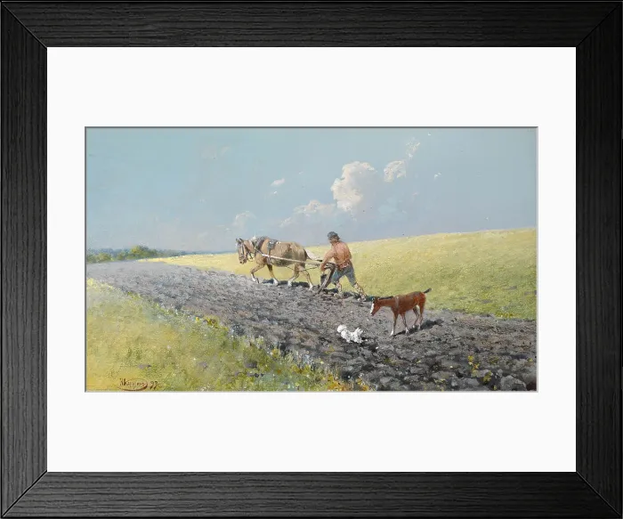 Framed Print : Ploughing the Field, 1899. Artist: Karasin, Nikolai Nikolayevich (1842-1908) Framed Print : Ploughing the Field, 1899. Artist: Karasin, Nikolai Nikolayevich (1842-1908)