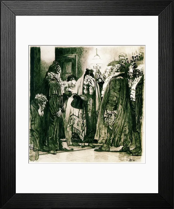 Framed Print : Illustration to the comedy Woe from Wit by Alexander Griboyedov, 1912. Artist: Kardovsky, Dmitri Nikolayevich (1866-1943) Framed Print : Illustration to the comedy Woe from Wit by Alexander Griboyedov, 1912. Artist: Kardovsky, Dmitri Nikolayevich (1866-1943)