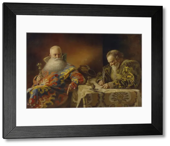 Framed Print : An edict are written, 1890. Artist: Karelin, Andrei Andreevich (1866-1928) Framed Print : An edict are written, 1890. Artist: Karelin, Andrei Andreevich (1866-1928)