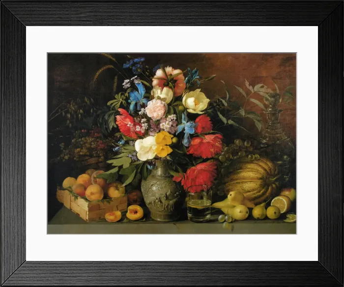 Framed Print : Flowers and fruits, 1839. Artist: Khrutsky, Ivan Phomich (1810-1885) Framed Print : Flowers and fruits, 1839. Artist: Khrutsky, Ivan Phomich (1810-1885)