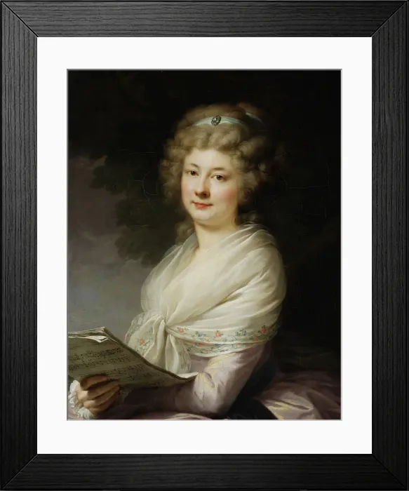 Framed Print : Portrait of Urszula Dembinska (1746-1825), nee Morsztyn with music scores Framed Print : Portrait of Urszula Dembinska (1746-1825), nee Morsztyn with music scores