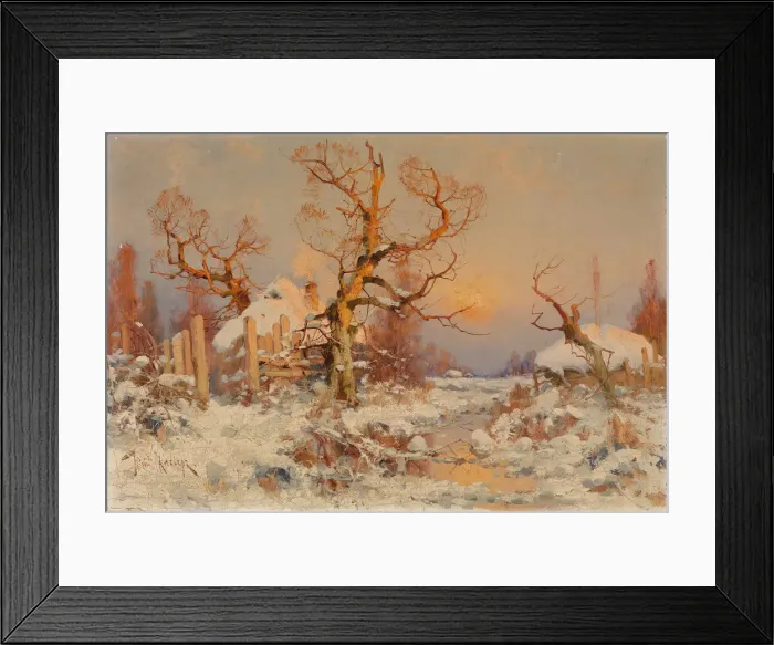 Framed Print : Winter Landscape in the Evening Sun. Artist: Klever, Juli Julievich (Julius), von (1850-1924) Framed Print : Winter Landscape in the Evening Sun. Artist: Klever, Juli Julievich (Julius), von (1850-1924)