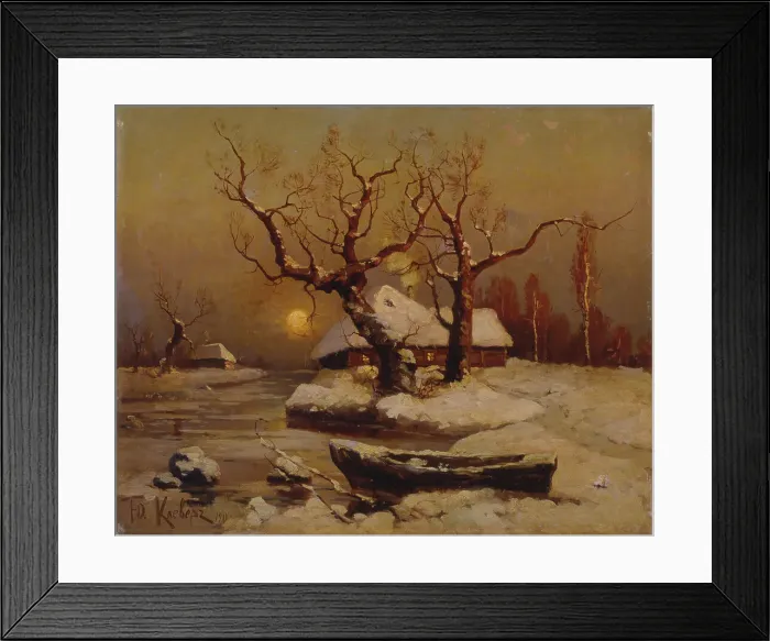 Framed Print : Winter evening, 1911. Artist: Klever, Juli Julievich (Julius), von (1850-1924) Framed Print : Winter evening, 1911. Artist: Klever, Juli Julievich (Julius), von (1850-1924)