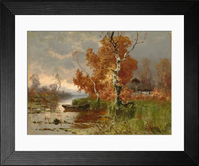 Framed Print : Autumn evening. Artist: Klever, Juli Julievich (Julius), von (1850-1924) Framed Print : Autumn evening. Artist: Klever, Juli Julievich (Julius), von (1850-1924)