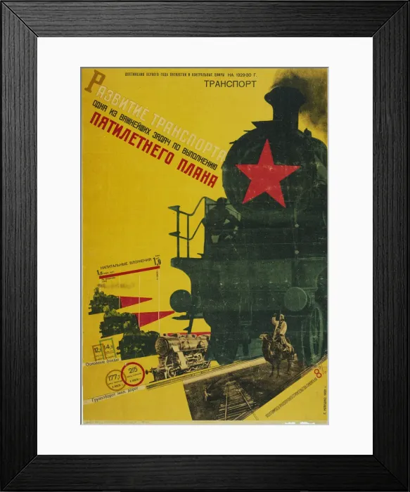 Framed Print : The Development of Transportation, The Five-Year Plan (Poster), 1929. Artist: Klutsis, Gustav (1895-1938) Framed Print : The Development of Transportation, The Five-Year Plan (Poster), 1929. Artist: Klutsis, Gustav (1895-1938)