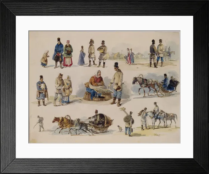 Framed Print : Folk Types of Russia, 1845. Artist: Kolmann, Karl Ivanovich (1786-1846) Framed Print : Folk Types of Russia, 1845. Artist: Kolmann, Karl Ivanovich (1786-1846)