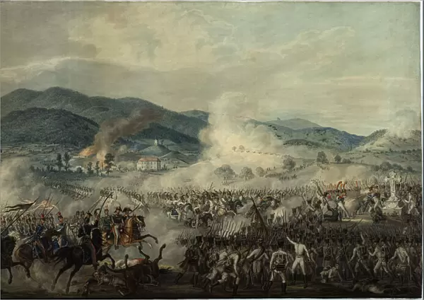 The battle between the Russian-Austrian and French troops