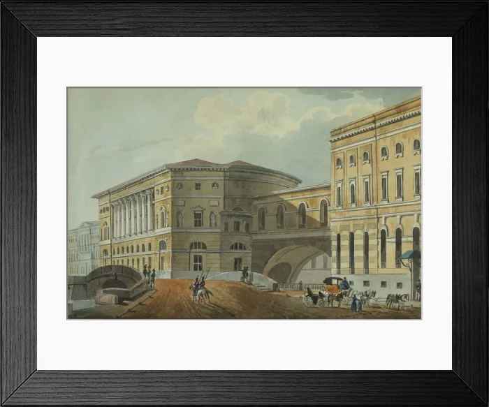 Framed Print : View of the Palace Embankment in St. Petersburg, First quarter of 19th cen Artist: Kolmann, Karl Ivanovich (1786-1846) Framed Print : View of the Palace Embankment in St. Petersburg, First quarter of 19th cen Artist: Kolmann, Karl Ivanovich (1786-1846)