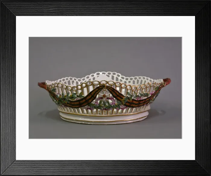 Framed Print : Bread Basket from the Porcelain Dinner Service of the Order of Saint George the Triumphant (Gardner Porcelain Factory), 1777. Artist: Kozlov, Gavriil Ignatievich (1738-1791) Framed Print : Bread Basket from the Porcelain Dinner Service of the Order of Saint George the Triumphant (Gardner Porcelain Factory), 1777. Artist: Kozlov, Gavriil Ignatievich (1738-1791)