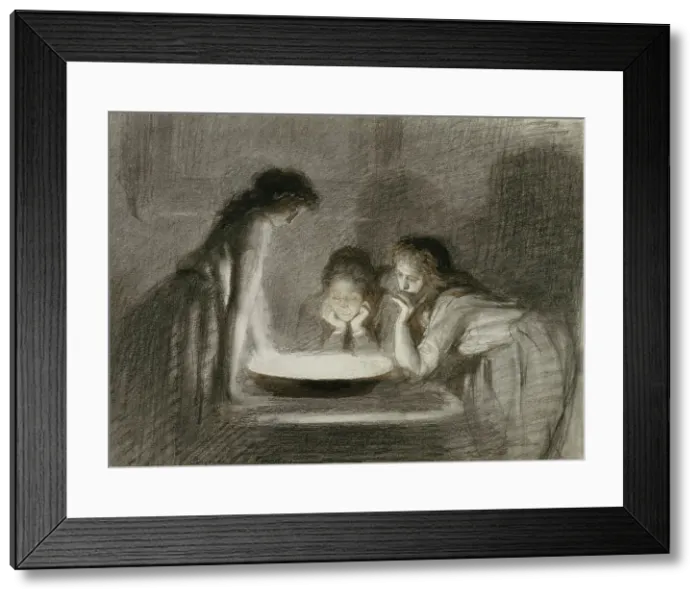 Framed Print : Christmas Eve fortune telling, 1870s. Artist: Kramskoi, Ivan Nikolayevich (1837-1887) Framed Print : Christmas Eve fortune telling, 1870s. Artist: Kramskoi, Ivan Nikolayevich (1837-1887)
