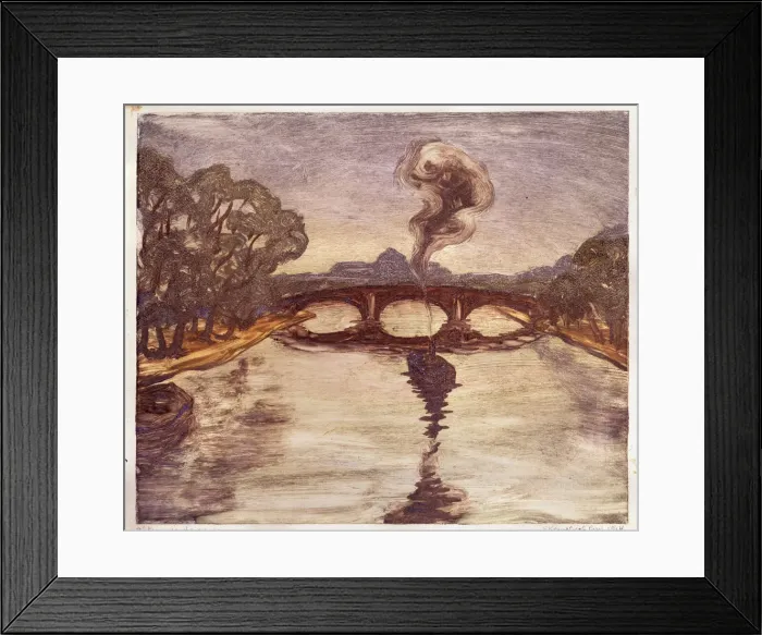 Framed Print : A boat on the Seine, 1914. Artist: Kruglikova, Yelisaveta Sergeyevna (1865-1941) Framed Print : A boat on the Seine, 1914. Artist: Kruglikova, Yelisaveta Sergeyevna (1865-1941)