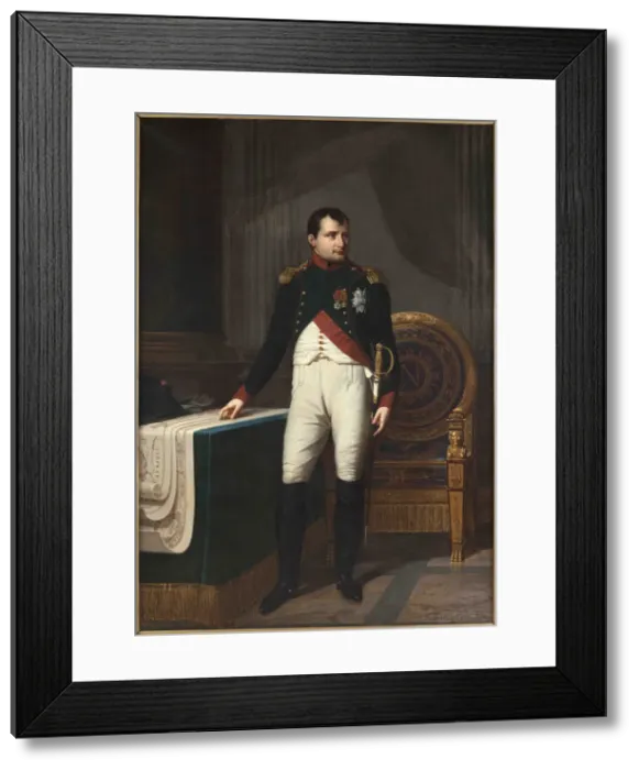 Framed Print : Napoleon I in his uniform of the Chasseurs a cheval de la Garde at the Hotel de Ville in Paris Framed Print : Napoleon I in his uniform of the Chasseurs a cheval de la Garde at the Hotel de Ville in Paris