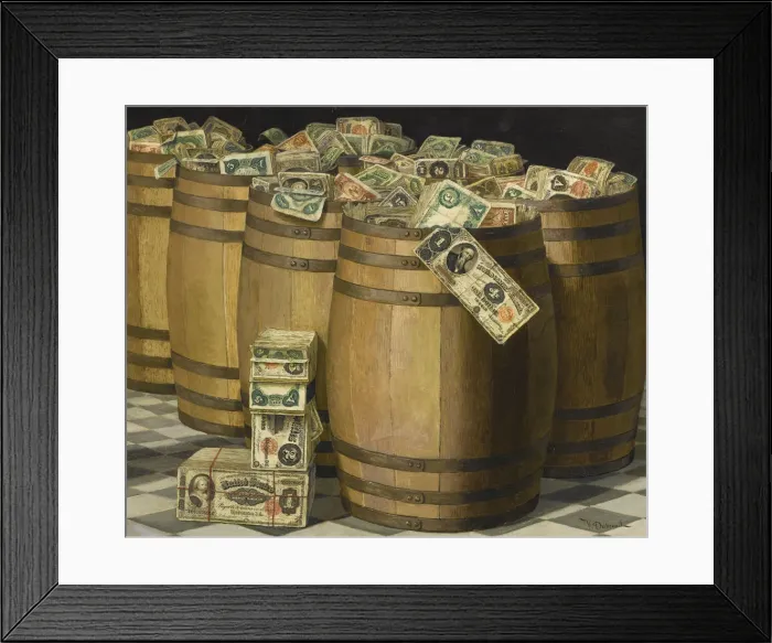 Framed Print : Barrels of Money Framed Print : Barrels of Money