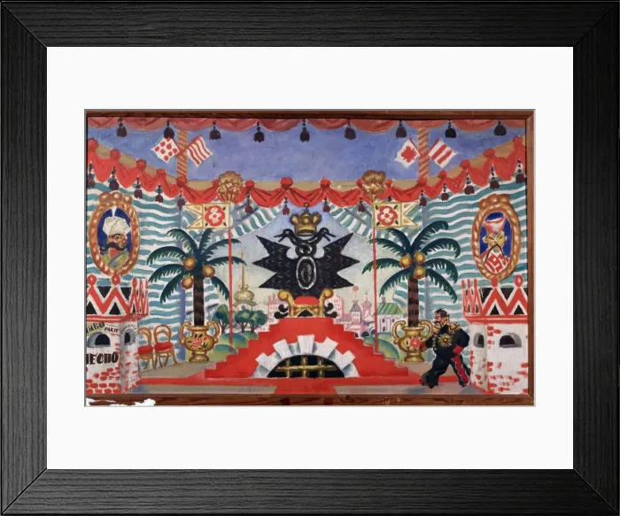Framed Print : Stage design for the theatre play The flea by E. Zamyatin, 1925-1926. Artist: Kustodiev, Boris Michaylovich (1878-1927) Framed Print : Stage design for the theatre play The flea by E. Zamyatin, 1925-1926. Artist: Kustodiev, Boris Michaylovich (1878-1927)