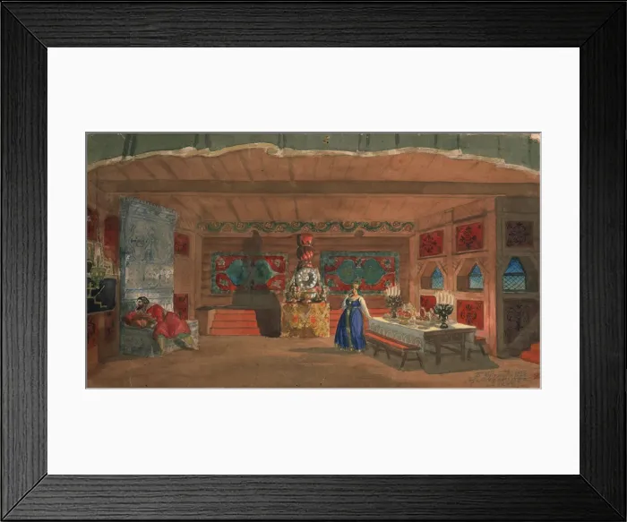 Framed Print : Stage design for the opera The Tsars Bride by N. Rimsky-Korsakov, 1920. Artist: Kustodiev, Boris Michaylovich (1878-1927) Framed Print : Stage design for the opera The Tsars Bride by N. Rimsky-Korsakov, 1920. Artist: Kustodiev, Boris Michaylovich (1878-1927)