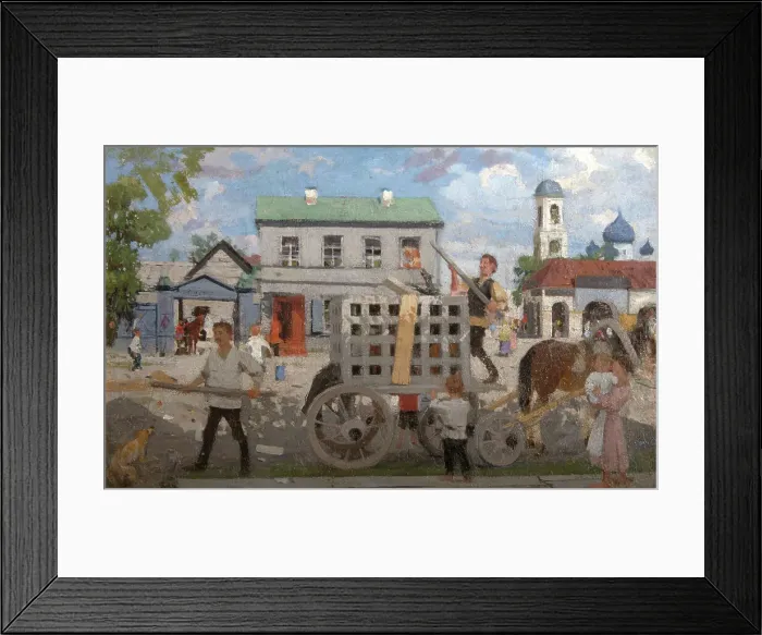 Framed Print : Dog catchers, 1920s. Artist: Kustodiev, Boris Michaylovich (1878-1927) Framed Print : Dog catchers, 1920s. Artist: Kustodiev, Boris Michaylovich (1878-1927)