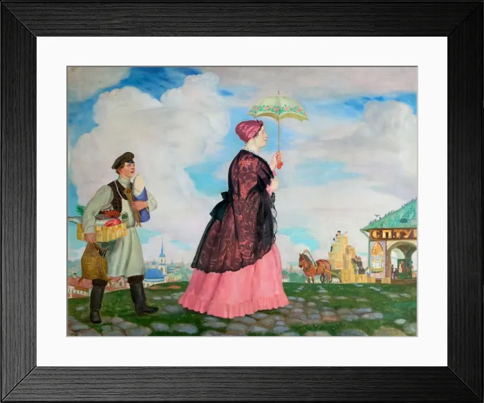 Framed Print : Merchants woman with purchases, 1920. Artist: Kustodiev, Boris Michaylovich (1878-1927) Framed Print : Merchants woman with purchases, 1920. Artist: Kustodiev, Boris Michaylovich (1878-1927)