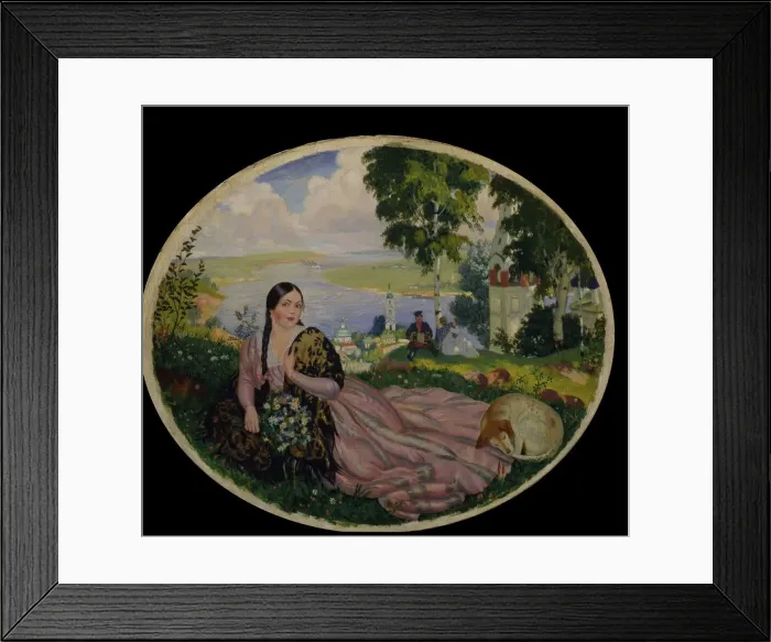Framed Print : Girl At The Volga, 1915. Artist: Kustodiev, Boris Michaylovich (1878-1927) Framed Print : Girl At The Volga, 1915. Artist: Kustodiev, Boris Michaylovich (1878-1927)