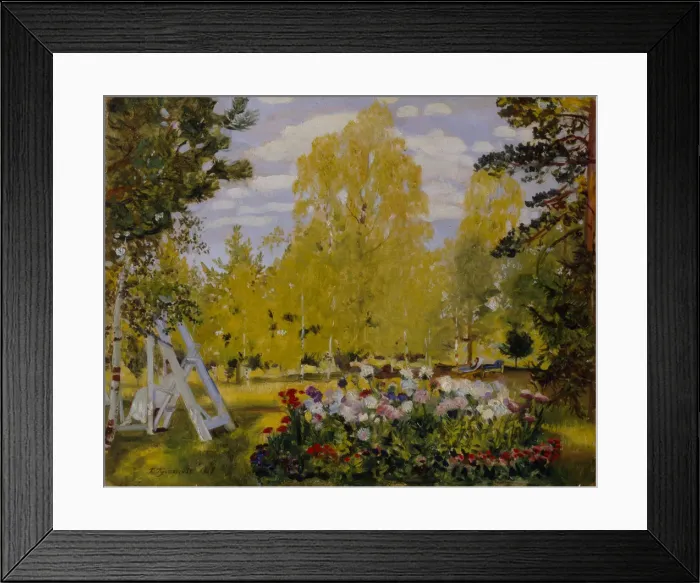 Framed Print : Landscape with a Flower Bed. Artist: Kustodiev, Boris Michaylovich (1878-1927) Framed Print : Landscape with a Flower Bed. Artist: Kustodiev, Boris Michaylovich (1878-1927)