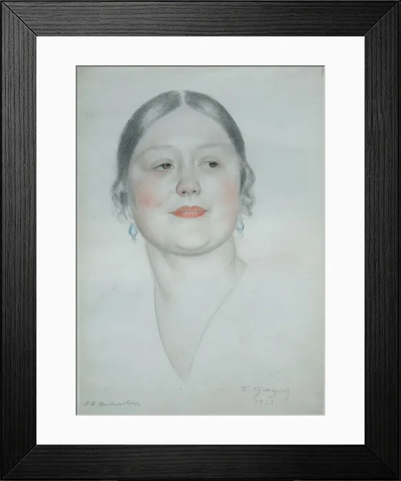 Framed Print : Portrait of Maria Dmitrievna Shostakovich, 1923. Artist: Kustodiev, Boris Michaylovich (1878-1927) Framed Print : Portrait of Maria Dmitrievna Shostakovich, 1923. Artist: Kustodiev, Boris Michaylovich (1878-1927)