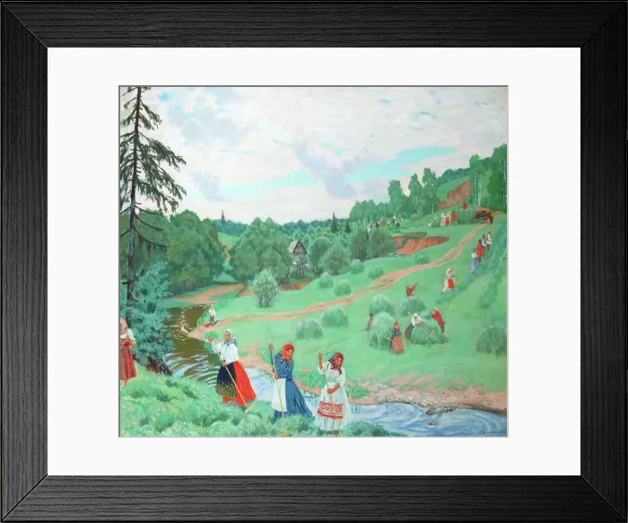 Framed Print : Hay Making, 1917. Artist: Kustodiev, Boris Michaylovich (1878-1927) Framed Print : Hay Making, 1917. Artist: Kustodiev, Boris Michaylovich (1878-1927)