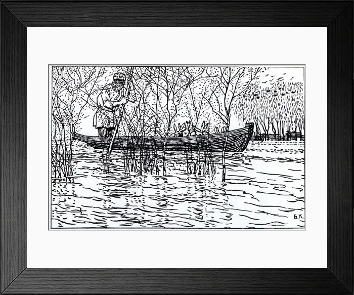 Framed Print : Illustration for the poem Grandfather Mazay and the Hares by N. Nekrasov, 1910. Artist: Kustodiev, Boris Michaylovich (1878-1927) Framed Print : Illustration for the poem Grandfather Mazay and the Hares by N. Nekrasov, 1910. Artist: Kustodiev, Boris Michaylovich (1878-1927)