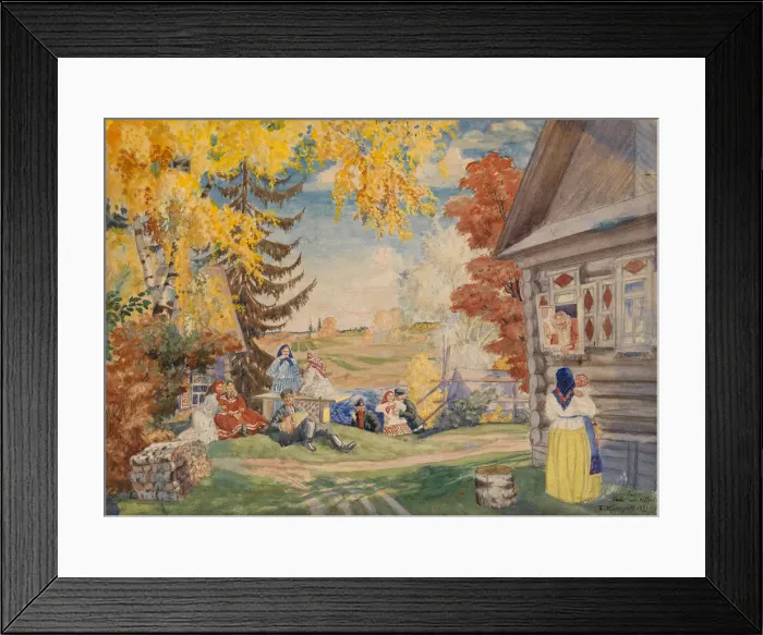 Framed Print : Stage design for the theatre play Peasant Women by Alexander Neverov, 1920. Artist: Kustodiev, Boris Michaylovich (1878-1927) Framed Print : Stage design for the theatre play Peasant Women by Alexander Neverov, 1920. Artist: Kustodiev, Boris Michaylovich (1878-1927)
