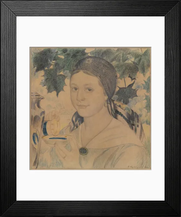 Framed Print : Portrait of Maria Shostakovich, 1922. Artist: Kustodiev, Boris Michaylovich (1878-1927) Framed Print : Portrait of Maria Shostakovich, 1922. Artist: Kustodiev, Boris Michaylovich (1878-1927)