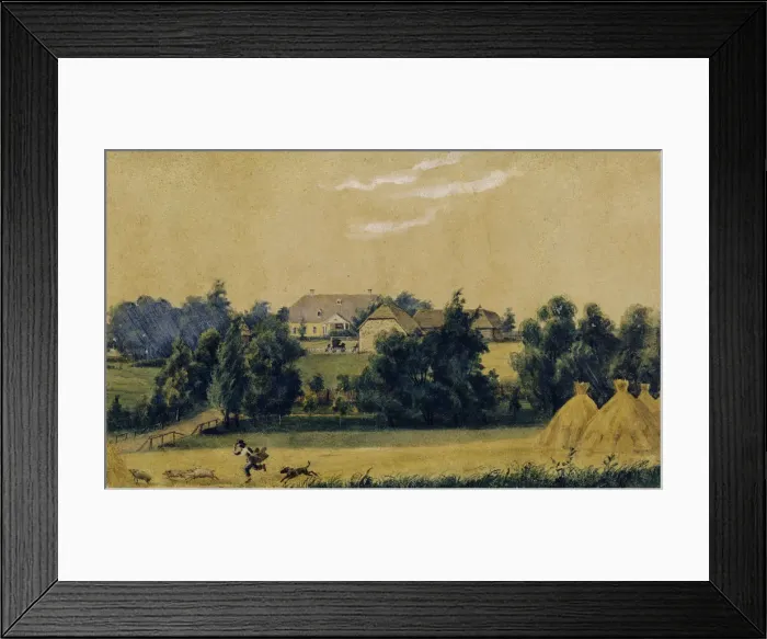 Framed Print : The Priyutino estate, 1830s. Artist: Lebedev, Mikhail Ivanovich (1811-1837) Framed Print : The Priyutino estate, 1830s. Artist: Lebedev, Mikhail Ivanovich (1811-1837)