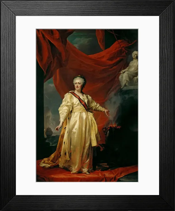 Framed Print : Portrait of Catherine II the Legislatress in the Temple Devoted to the Godess of Justice, Early 1780s. Artist: Levitsky, Dmitri Grigorievich (1735-1822) Framed Print : Portrait of Catherine II the Legislatress in the Temple Devoted to the Godess of Justice, Early 1780s. Artist: Levitsky, Dmitri Grigorievich (1735-1822)
